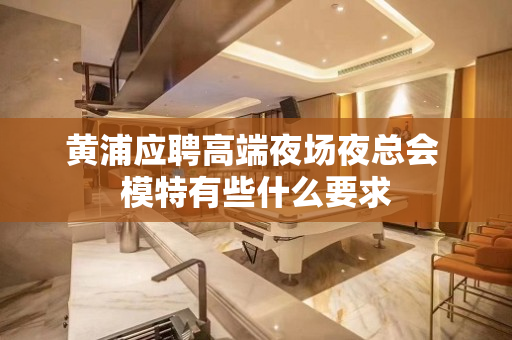 黄浦应聘高端夜场夜总会 模特有些什么要求