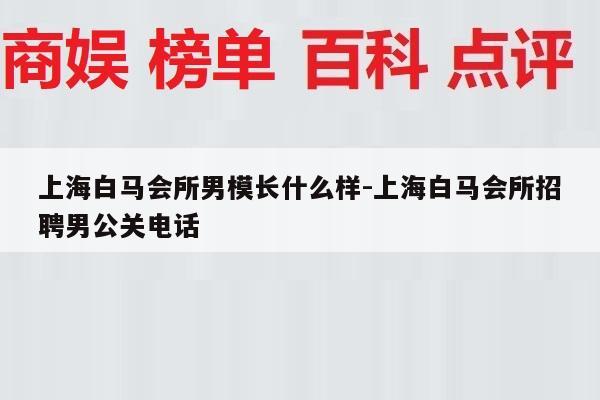 上海白马会所男模长什么样-上海白马会所招聘男公关电话