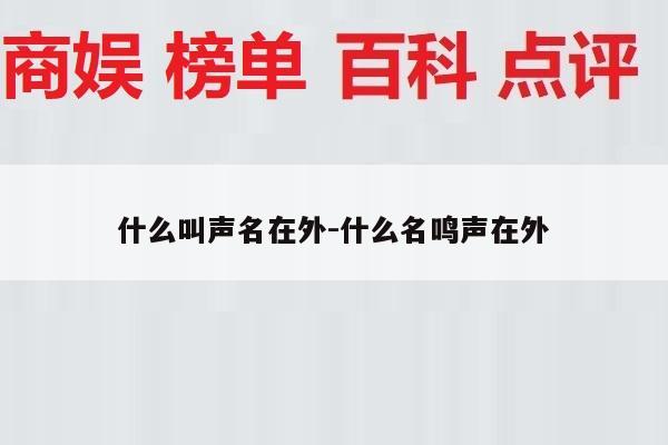 什么叫声名在外-什么名鸣声在外