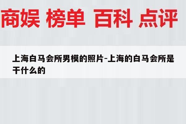 上海白马会所男模的照片-上海的白马会所是干什么的
