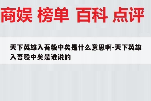 天下英雄入吾彀中矣是什么意思啊-天下英雄入吾彀中矣是谁说的