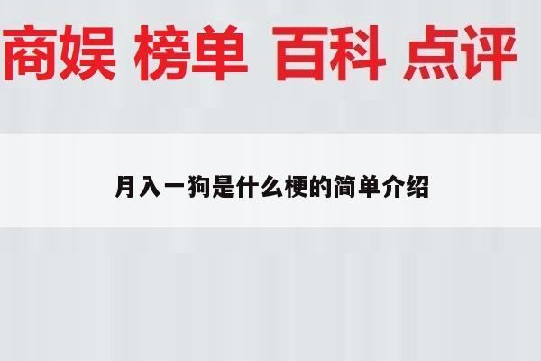 月入一狗是什么梗的简单介绍