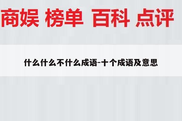 什么什么不什么成语-十个成语及意思