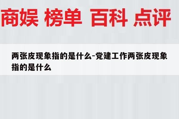 两张皮现象指的是什么-党建工作两张皮现象指的是什么