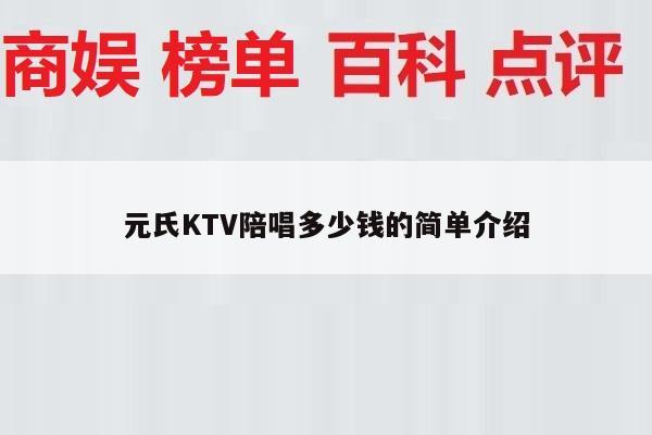元氏KTV陪唱多少钱的简单介绍